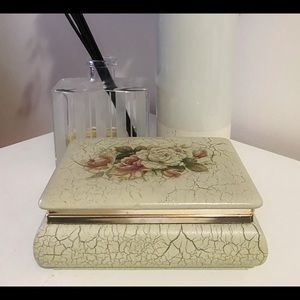 Antique Vintage Style Textured Wooden Jewelry Box